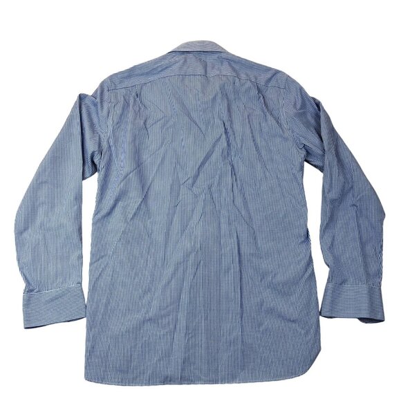 J.Crew Mens Dress Shirt Large 16-16.5 Neck Thompson Shirtings Blue Gingham - Picture 2 of 9